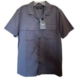 Brave Soul Men's Button Down Shirt Short Sleeve Pockets Cotton Blend Size M Gray